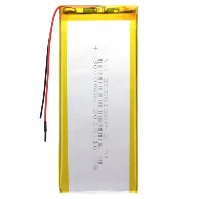 Аккумуляторная батарея универсальная 3555130p 3,7v Li-Pol 3000 mAh 3.5*55*130 mm