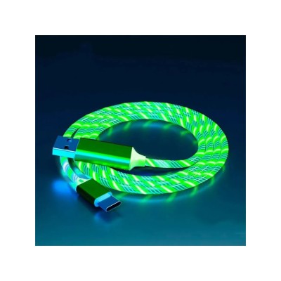 Кабель светящийся для зарядки телефона Type-C для Samsung A325 Galaxy A32 (зеленый)