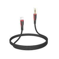 Кабель AUX "3,5 мм" Jack - Lightning Borofone BL14 (оплетка нейлон) Черный Кабель AUX "3,5 мм" Jack - Lightning Borofone BL14 (оплетка нейлон) Черный