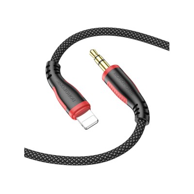 Кабель AUX "3,5 мм" Jack - Lightning Borofone BL14 (оплетка нейлон) Черный Кабель AUX "3,5 мм" Jack - Lightning Borofone BL14 (оплетка нейлон) Черный