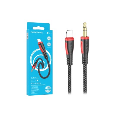 Кабель AUX "3,5 мм" Jack - Lightning Borofone BL14 (оплетка нейлон) Черный Кабель AUX "3,5 мм" Jack - Lightning Borofone BL14 (оплетка нейлон) Черный