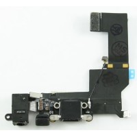 Шлейф для iPhone 5S на системный разъем/разъем гарнитуры/микрофон Черный