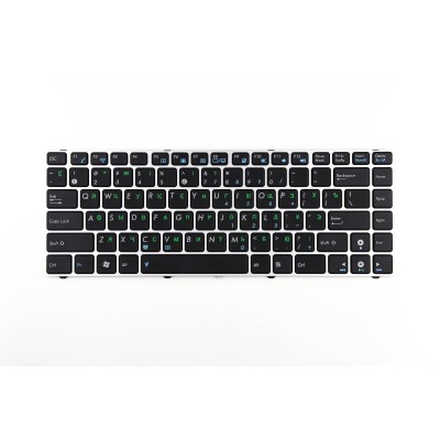 Клавиатура для Asus K42 с серебристой рамкой p/n: 0KN0-FS1HE03, 04GNWT1KHE00-3, 9J.N1M82.30H