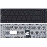 Клавиатура для Asus Q501L c подсветкой Черная с красными клавишами p/n: 0KNB0-662LCS00