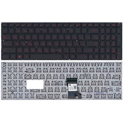 Клавиатура для Asus N541L c подсветкой Черная с красными клавишами p/n: 0KNB0-662LCS00