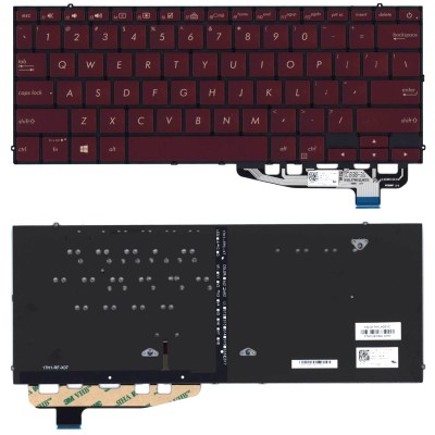 Клавиатура для Asus UX391FA Красная с подсветкой p/n: 0KNB0-2609US00, 0KN1-4Q1US12