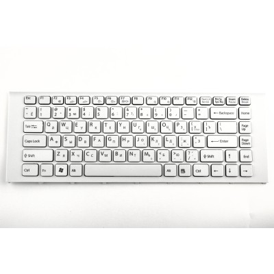 Клавиатура для ноутбука Sony VPC-EA Белая с рамкой p/n: V081678F, V081678FS1, 550102L13-203-G