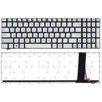Клавиатура для Asus N550J Сеpебро с подсветкой p/n: NSK-UPN0R 9Z.N8BBU.L0R, 0KN0-N43RU13