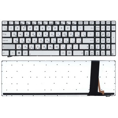 Клавиатура для Asus N550J Сеpебро с подсветкой p/n: NSK-UPN0R 9Z.N8BBU.L0R, 0KN0-N43RU13