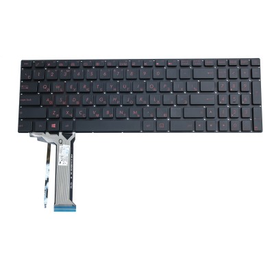 Клавиатура для ноутбука Asus N751J Красные буквы p/n: NSK-UPPBQ 0R, AEBK3700010, 9Z.N8BBQ.P0R, 0KNB0-662BRU00
