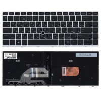 Клавиатура для ноутбука HP Probook 640 g5 c подсветкой серая рамка p/n: NSK-XJ0SW0R, L21585-001