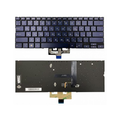 Клавиатура для Asus UX434FA Синяя с подсветкой p/n: 0KN1-SZ1US13, 0KNB0-262GUS00, NSK-WR0BU