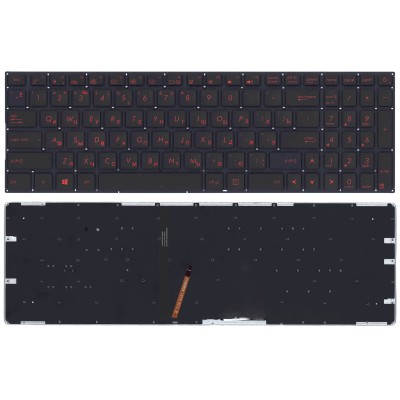 Клавиатура для ноутбука Asus FX502/Asus FX502V с красной подсветкой p/n: V156230ES1 0KNB0-6615US00