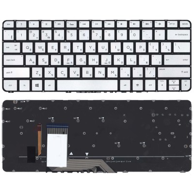 Клавиатура для ноутбука HP Spectre X360 серебристая, с подсветкой