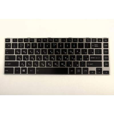 Клавиатура для ноутбука Toshiba P840 Черная + серая рамка подсветка p/n: 9Z.N7SSQ.001