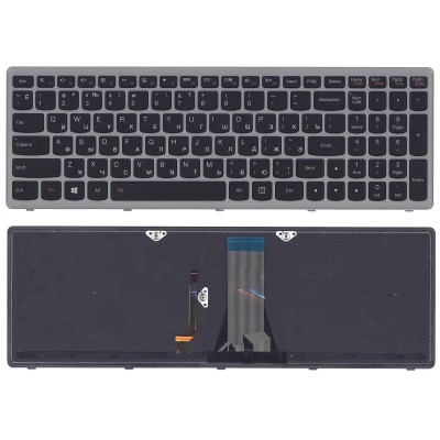 Клавиатура для ноутбука Lenovo G500S c подсветкой серая рамка p/n: T6E1, 25211080, 25211050