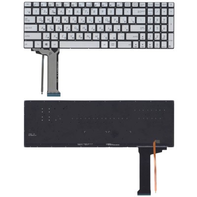 Клавиатура для ноутбука Asus G771 Серебристая с подсветкой p/n: 0KNB0-662BUI00, 9Z.N8BBC.P1D