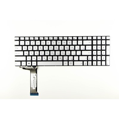 Клавиатура для ноутбука Asus G771 Серебристая с подсветкой p/n: 0KNB0-662BUI00, 9Z.N8BBC.P1D