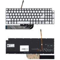 Клавиатура для ноутбука Dell Inspiron 5584 Серебро с подсветкой p/n: 0QMXMJ 0KN4-0L3US13