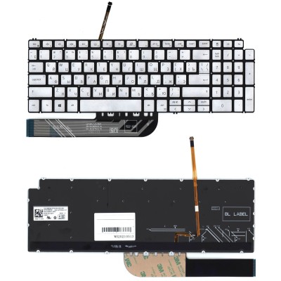 Клавиатура для ноутбука Dell Inspiron 7591 Серебро с подсветкой p/n: 0QMXMJ 0KN4-0L3US13