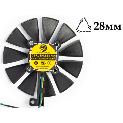 Вентилятор для видеокарты Asus Dual/Asus Expedition (4Pin мама + 4Pin папа ; ⌀ 86мм ;S 28мм T129215BU,T129215SU)