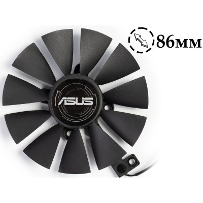 Вентилятор для видеокарты Asus Dual/Asus Expedition (4Pin мама + 4Pin папа ; ⌀ 86мм ;S 28мм T129215BU,T129215SU)