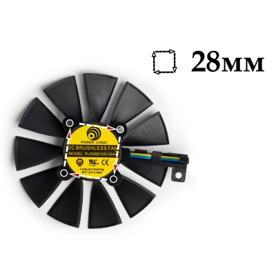 Вентилятор для видеокарты Asus Strix GTX1080 ; 4Pin мама ; ⌀ 88мм ; S 28мм ; PLD09210S12HH (№1)