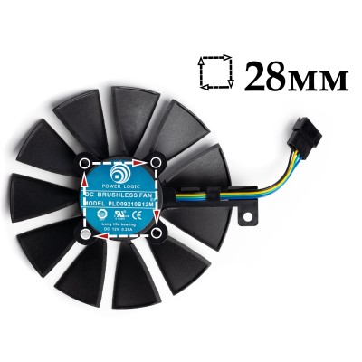 Вентилятор для видеокарты Asus Strix GTX1080 ; 5Pin мама ; ⌀ 88мм ; S 28мм ; PLD09210S12HH (№2)