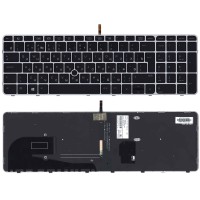 Клавиатура для ноутбука HP EliteBook 755 G3 серебристая рамка с подсветкой p/n: 821157-271, HPM14N56R0J9301
