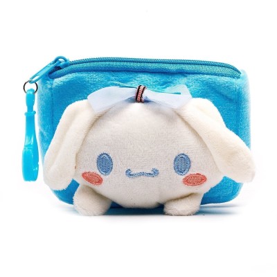 Универсальный чехол-кошелек плюшевый детский (заяц) (синий)