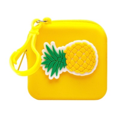 Универсальный чехол-кошелек силиконовый детский (ананас) (желтый)
