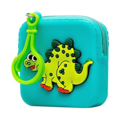 Универсальный чехол-кошелек силиконовый детский (динозавр) (синий)