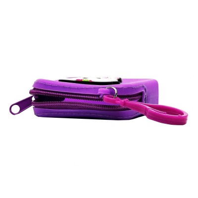 Универсальный чехол-кошелек силиконовый детский (медведь) (фиолетовый)