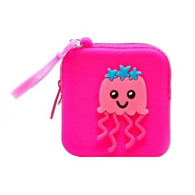 Универсальный чехол-кошелек силиконовый детский (медуза) (розовый)
