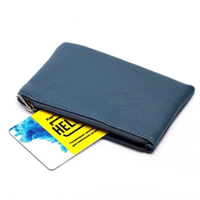 Универсальный чехол-кошелек экокожа 12,5x8см (синий)