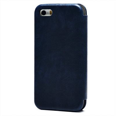Чехол-книжка для Apple iPhone 5 (синий) открытие вбок - BC002