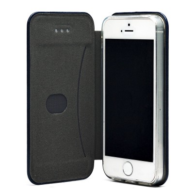 Чехол-книжка для Apple iPhone 5 (синий) открытие вбок - BC002
