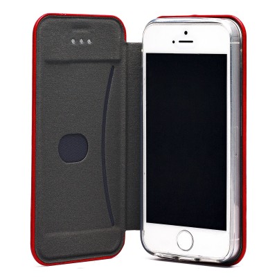 Чехол-книжка для Apple iPhone 5 (красный) открытие вбок - BC002