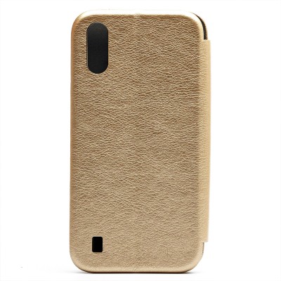 Чехол-книжка для Samsung A015 Galaxy A01 (золотой) открытие вбок - BC002