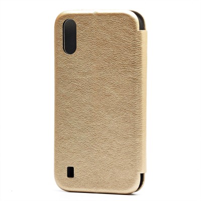 Чехол-книжка для Samsung A015 Galaxy A01 (золотой) открытие вбок - BC002