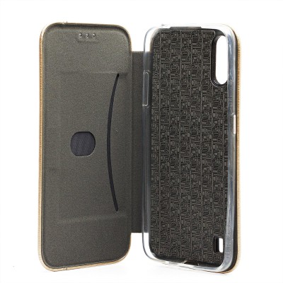 Чехол-книжка для Samsung A015 Galaxy A01 (золотой) открытие вбок - BC002