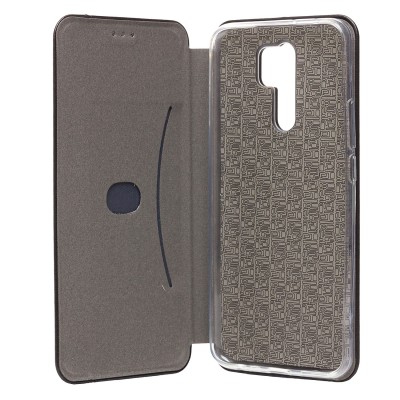Чехол-книжка для Xiaomi Redmi 9 (черный) открытие вбок - BC002