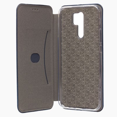 Чехол-книжка для Xiaomi Redmi 9 (синий) открытие вбок - BC002