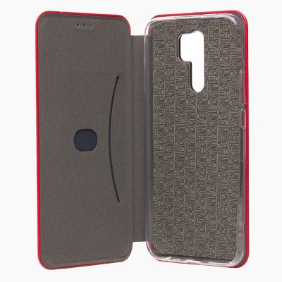 Чехол-книжка для Xiaomi Redmi 9 (красный) открытие вбок - BC002