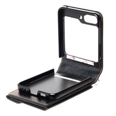 Чехол-накладка для Samsung Galaxy Flip 5 (черный) - FLIP экокожа с ремешком Чехол-накладка для Samsung Galaxy Flip 5 (черный) - FLIP экокожа с ремешком