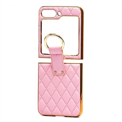 Чехол-накладка для Samsung Galaxy Flip 5 (розовый) - FLIP экокожа стеганая с кольцом Чехол-накладка для Samsung Galaxy Flip 5 (розовый) - FLIP экокожа стеганая с кольцом