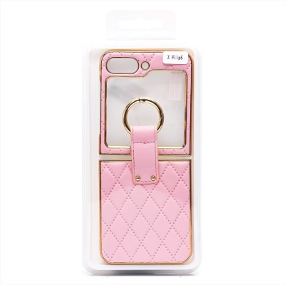 Чехол-накладка для Samsung Galaxy Flip 5 (розовый) - FLIP экокожа стеганая с кольцом Чехол-накладка для Samsung Galaxy Flip 5 (розовый) - FLIP экокожа стеганая с кольцом