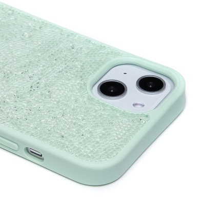 Чехол-накладка для Apple iPhone 13 россыпь кристаллов (ледяной мятный) - PC071 POSH SHINE