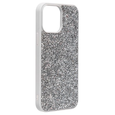 Чехол-накладка для Apple iPhone 14 Pro Max россыпь кристаллов (серебяный) - PC071 POSH SHINE