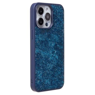 Чехол-накладка для Apple iPhone 15 Pro Max россыпь кристаллов (ледяной синий) - PC071 POSH SHINE